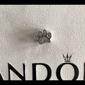 Pandora Paw Print Charm, 791714CZ